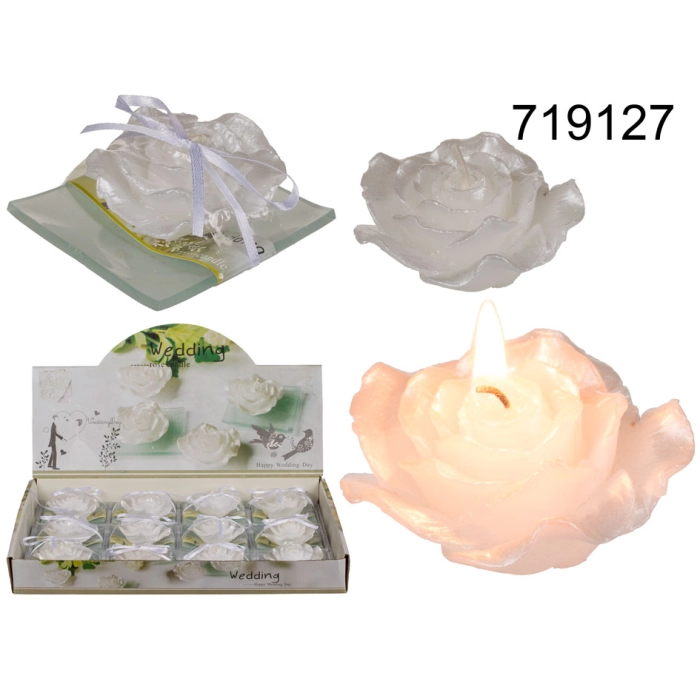 Wedding Candle on Glass Plate