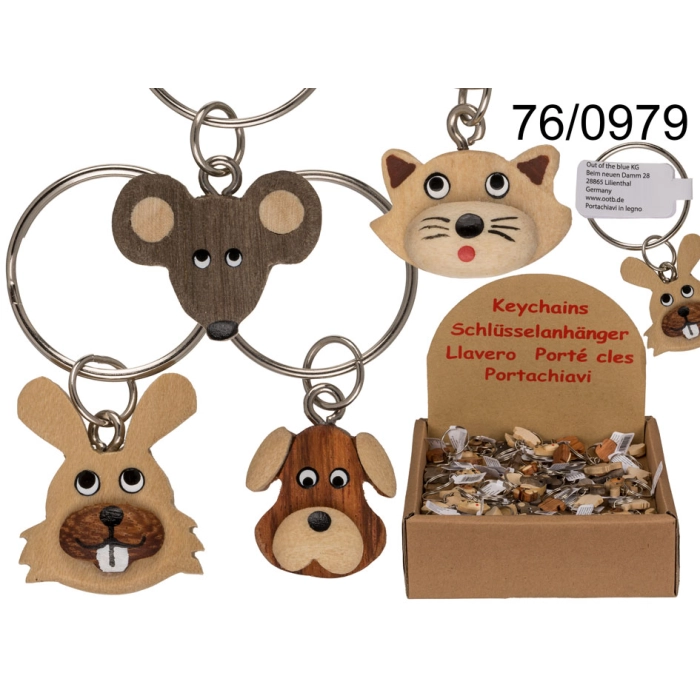 Wooden animal keyring