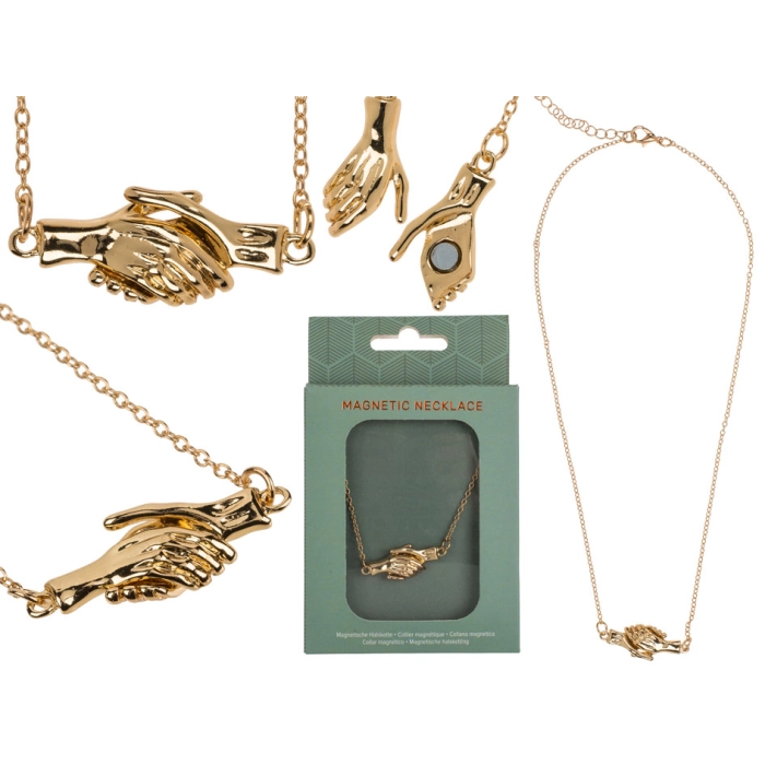 Magnetic necklace hold my hand (gold color)