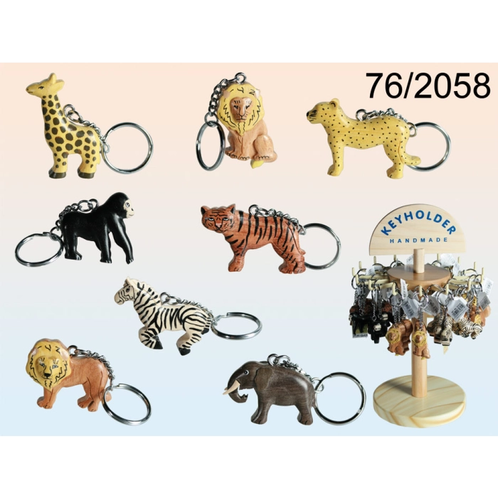 Wild Animals Wooden Keychain