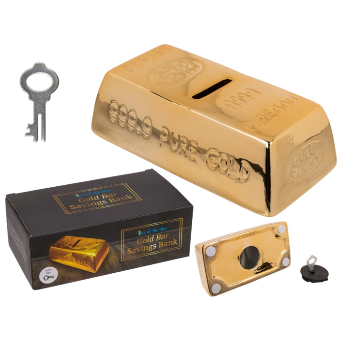 Gold bar piggy bank - rich man's money box!