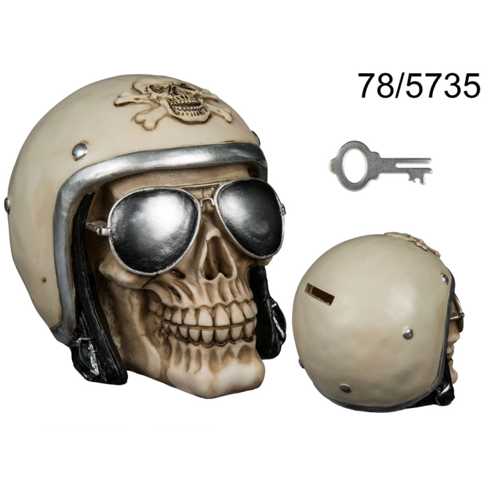 Spardose für Motorradfahrer mit Totenkopf