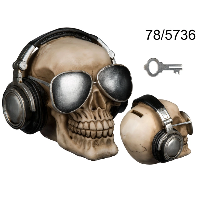 Skull in Headphones Money Box