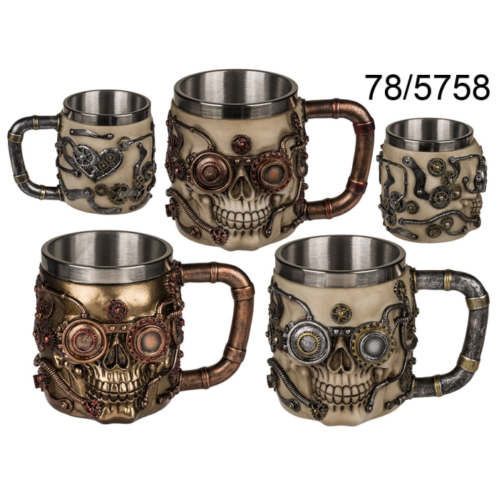 A cyborg's skull mug