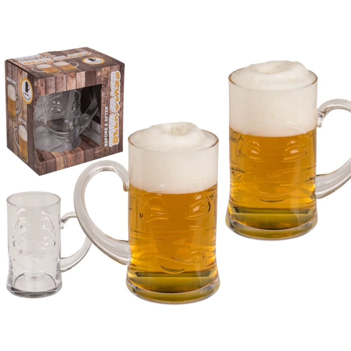 Double-sided beer mug BEFORE / AFTER