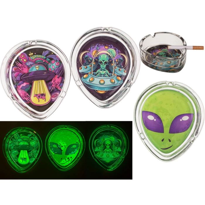 Glass ashtray glows in the dark - Alien