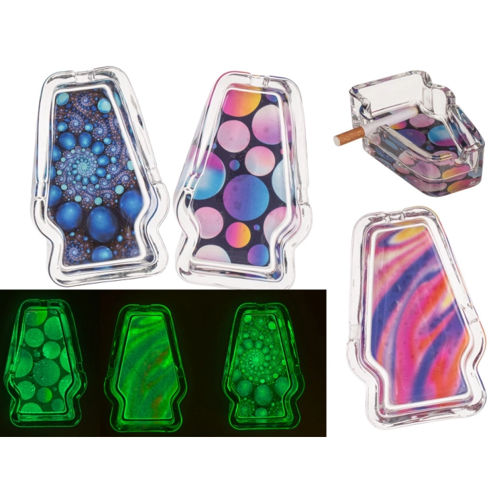 Glass ashtray glows in the dark - psychedelic lamp