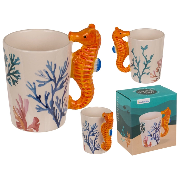 Stoneware seahorse mug 300 ml