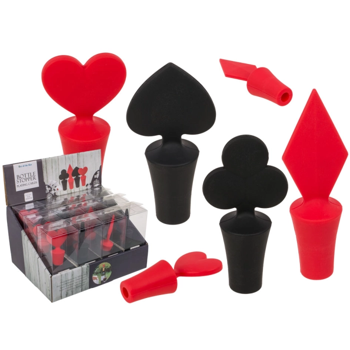 Silicone bottle stopper - playing card suits