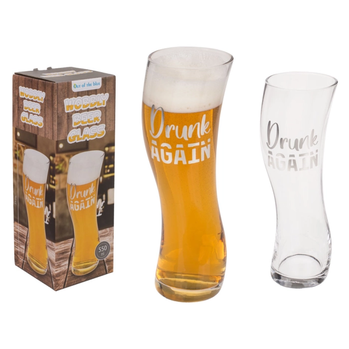 Drunk Again wobbly beer glass