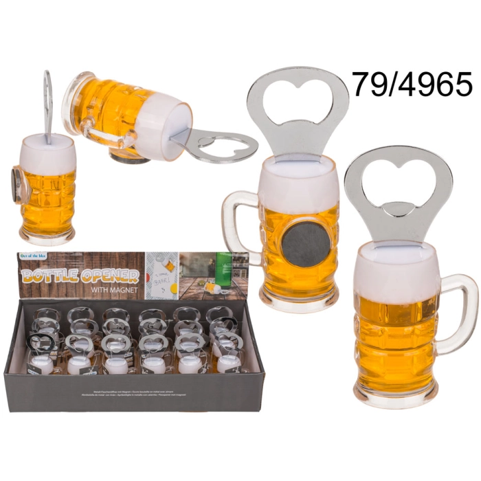 Beer mug opener with magnet