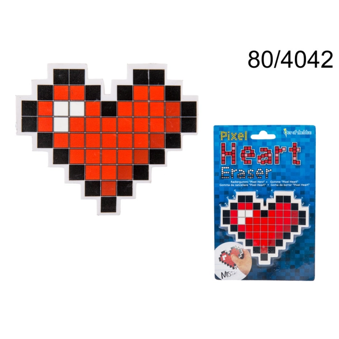 Pixelová srdcová guma