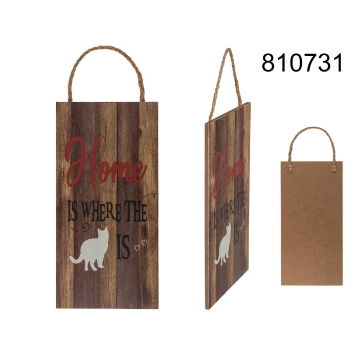 Wooden hanging decoration Home is where the cat is