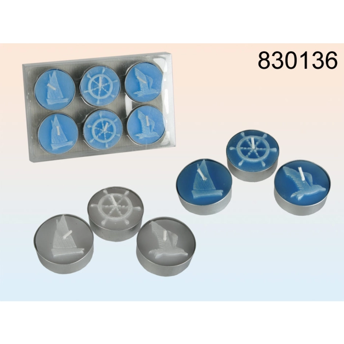 Set of tealights 6 pieces - nautical style