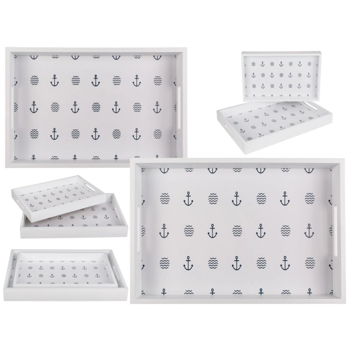A set of two wooden trays - a sea theme