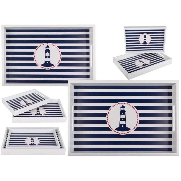 Set of two wooden trays - Lighthouse