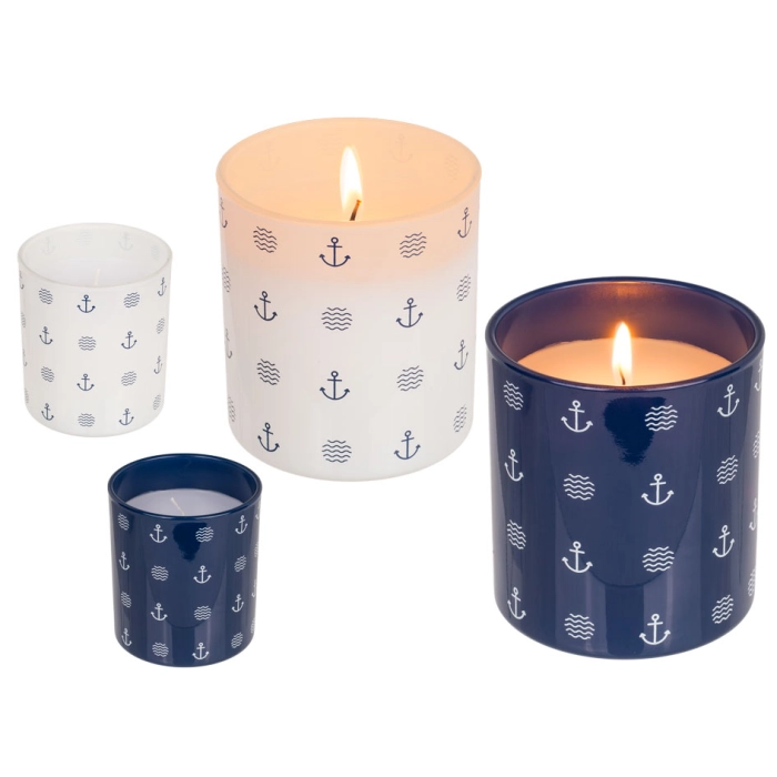 Sea candle in a jar with anchors