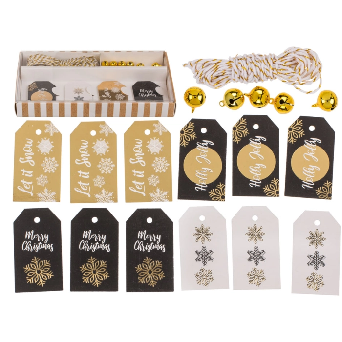 Tags, gift labels + accessories golden gloss - box