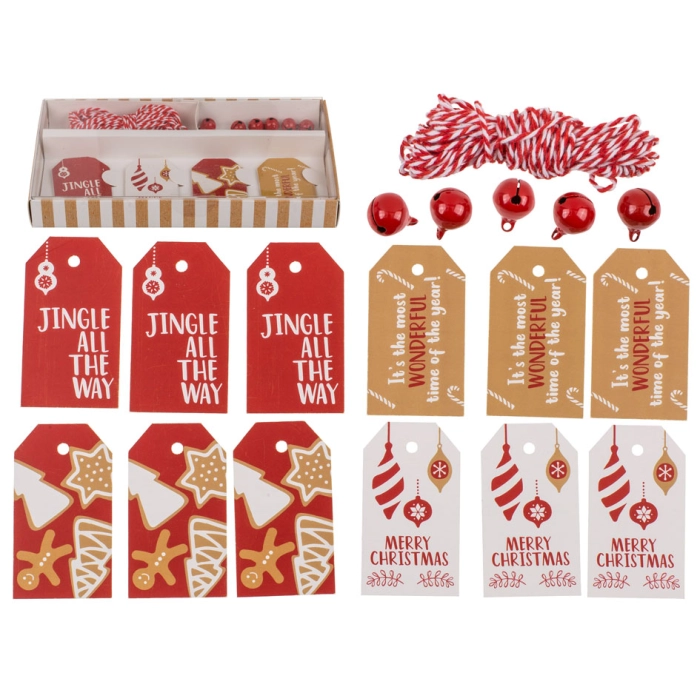 Tags, gift labels + accessories red - box