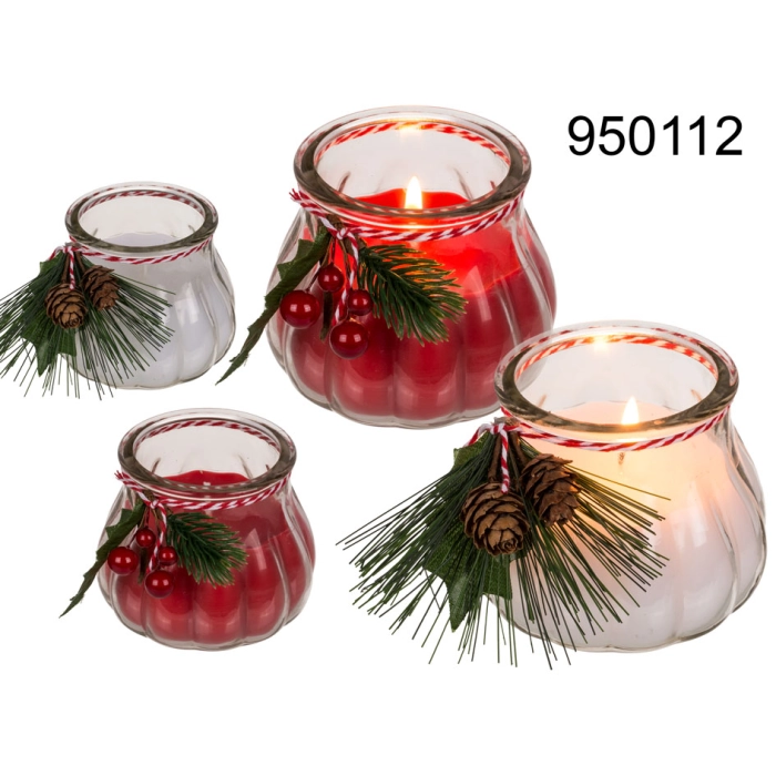 Christmas candle in glass with decoration