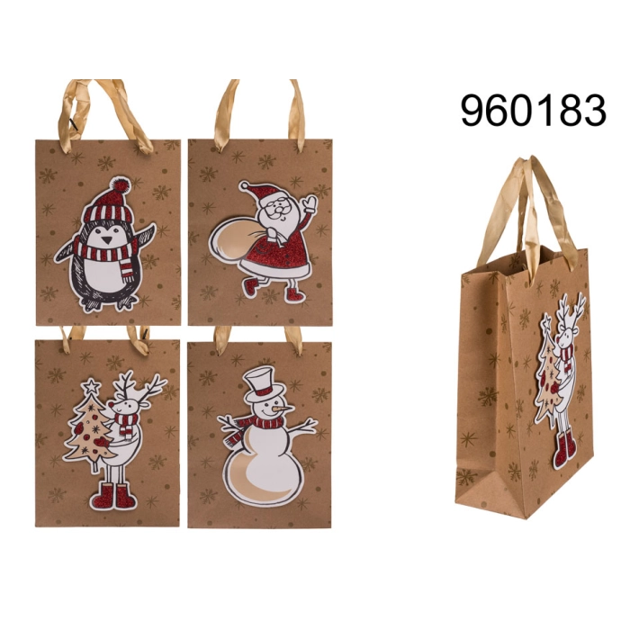 Kraft gift bag with a convex picture, 18 x 8 x 24 cm