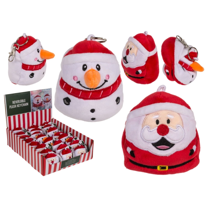 Two-handed plush toy with a carabiner - snowman or Santa
