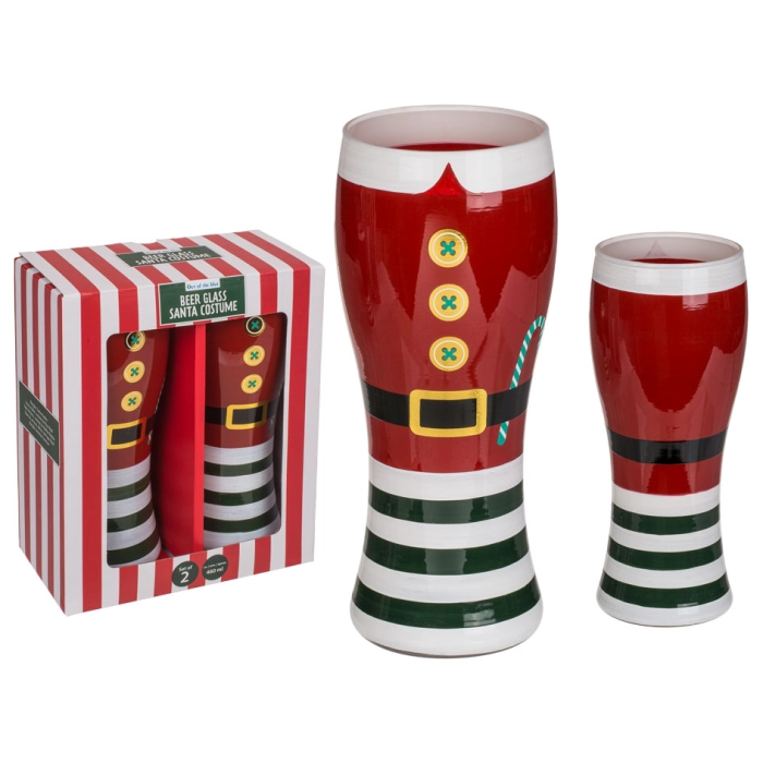 Glass beer mugs for St. Santa Claus - set of 2