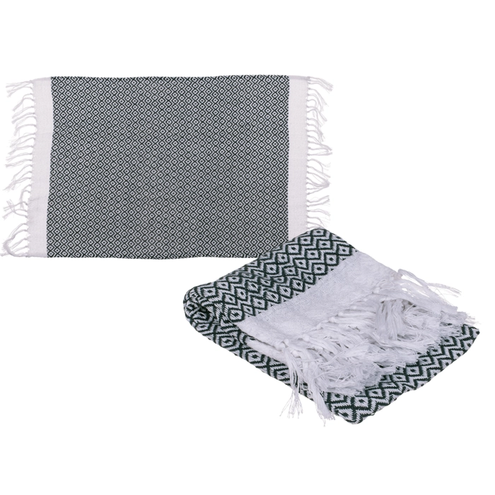Green and white fouta towel 45x70 cm