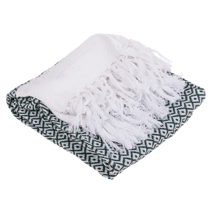 Green and white fouta towel 80x170 cm