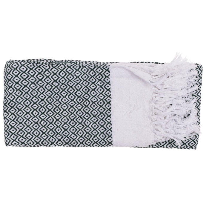 Green and white fouta towel 80x170 cm