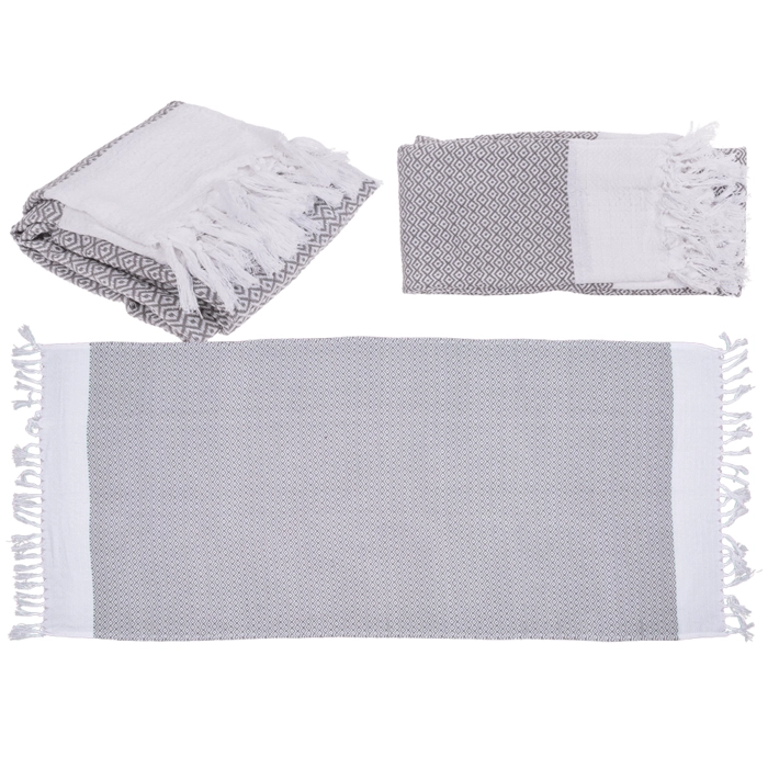 Ručník fouta šedobílý 80x170 cm