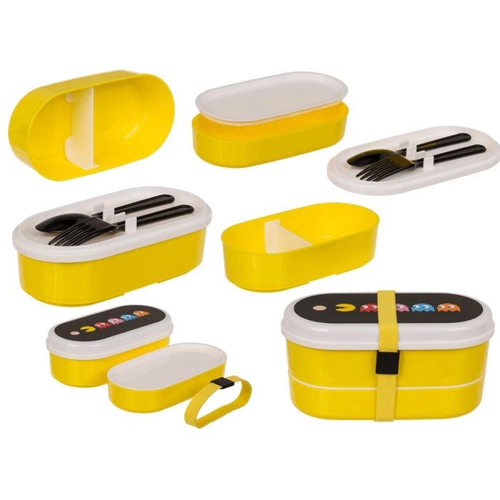 Pac-Man Lunchboxen mit Löffel und Gabel - Lizenzprodukt