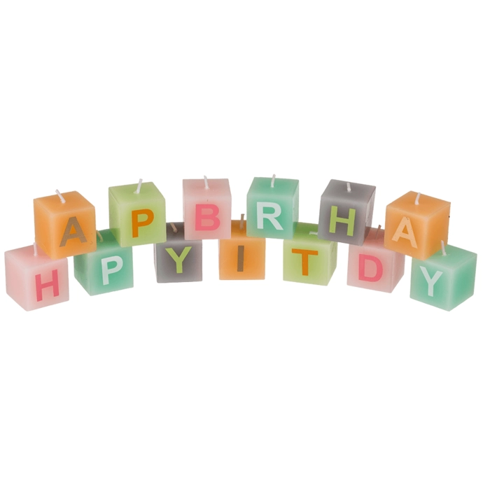 Pastelový svícen s nápisem Happy Birthday