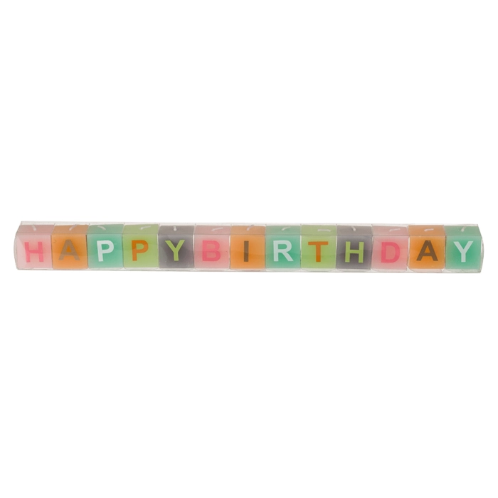 Pastelový svícen s nápisem Happy Birthday