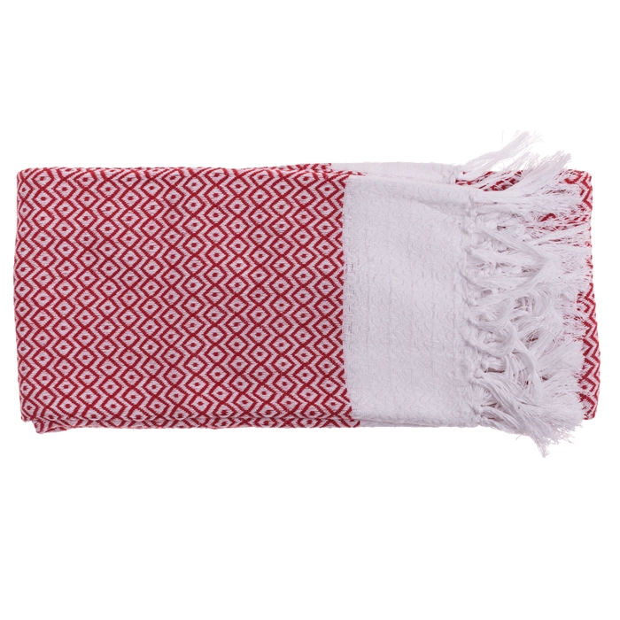 Red and white fouta towel 80x170 cm