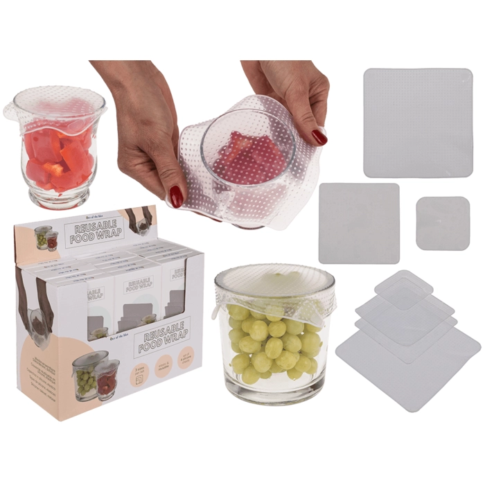 4 reusable silicone food wraps