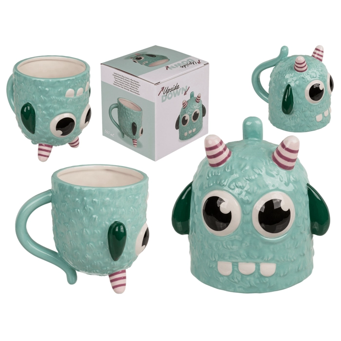 Inverted head mug - blue monster 12 x 14 cm