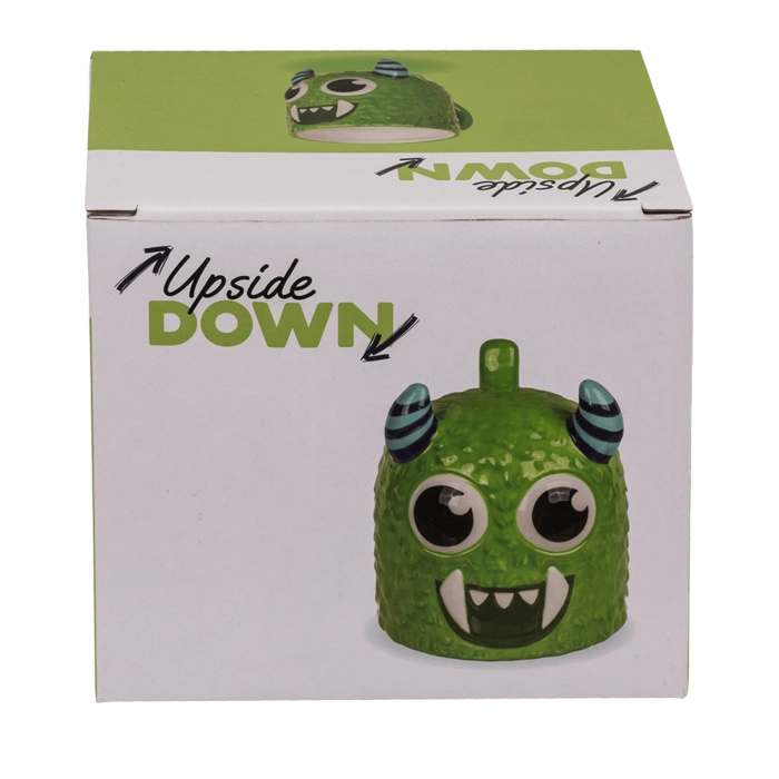 Inverted head mug - green monster 12 x 14 cm