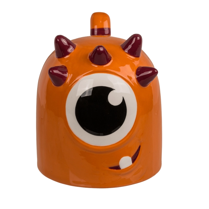 Becher mit umgedrehtem Kopf - orangefarbenes Monster 12 x 14 cm