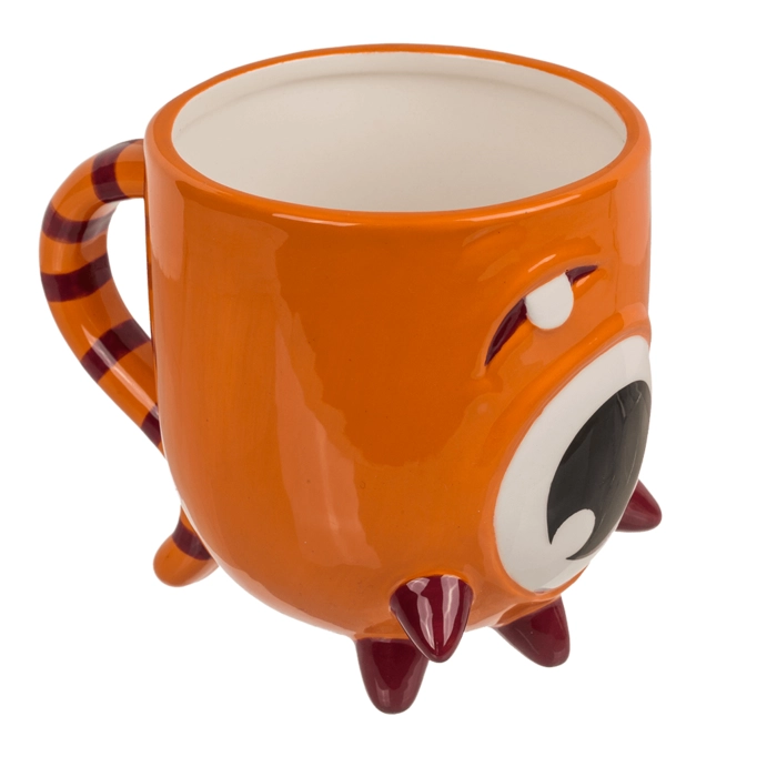 Becher mit umgedrehtem Kopf - orangefarbenes Monster 12 x 14 cm
