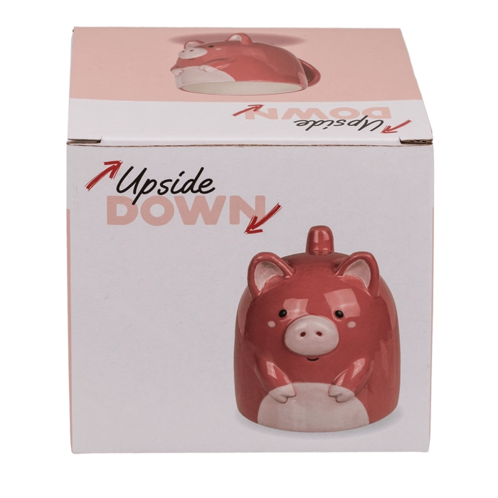 Umgekehrter Kopf Becher - rosa Schwein 12 x 14 cm