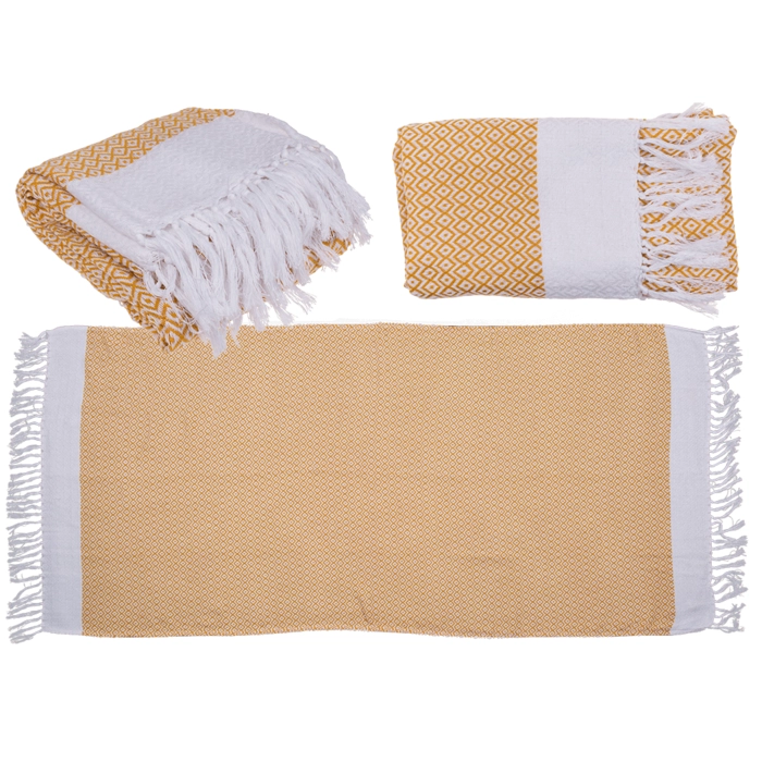 Ručník fouta žlutý a bílý 80x170 cm