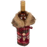 Ubranko na Butelkę z Futrzanym Kołnierzem – Świąteczna Ozdoba Stołu | Hurtownia dekoracji i prezentów
