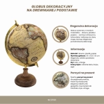 Globus Dekoracyjny Retro Na Drewnianej Podstawie – Styl Vintage 32 cm
