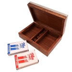 Zestaw Kart i Kości w Drewnianym Pudełku z Aluminiowym Wiekiem