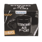 Kubek Strong as F*CK – czarny kubek z uchwytem biceps | Hurtownia prezentów i gadżetów