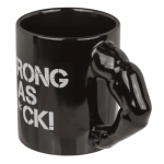 Kubek Strong as F*CK – czarny kubek z uchwytem biceps | Hurtownia prezentów i gadżetów