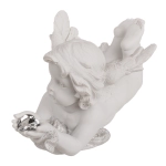 Leżący Aniołek z Kryształowym Sercem – Elegancka Figurka Dekoracyjna | Hurtownia Prezentów Kemis.pl