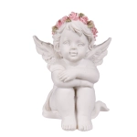 Aniołek z Różową Wiankiem – Subtelna Figurka Dekoracyjna | Hurtownia Prezentów Kemis.pl