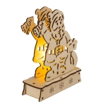 Drewniana Siluetka LED Mikołaj – Świąteczna Dekoracja z Ciepłym Światłem | Hurtownia Prezentów Kemis.pl